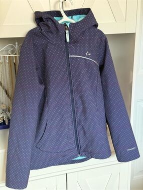 Paradox Navy Hooded Rain Jacket with Coloured Dot Accents